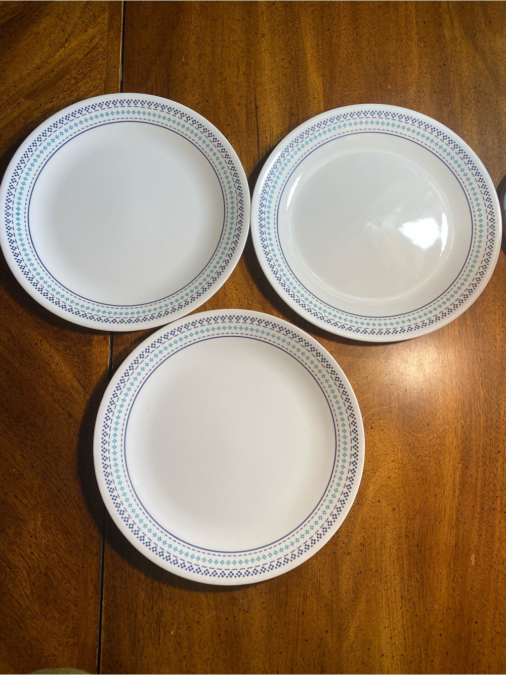 Corelle Folk Stitch 10.25”Dinner Plates - Set of 3